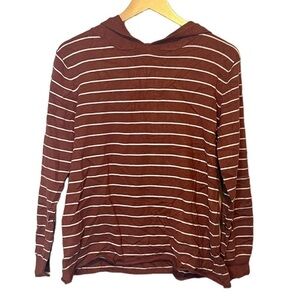 3/$25 🙌🏼 POL Burnt Orange Striped Hoodie Sweater Medium
